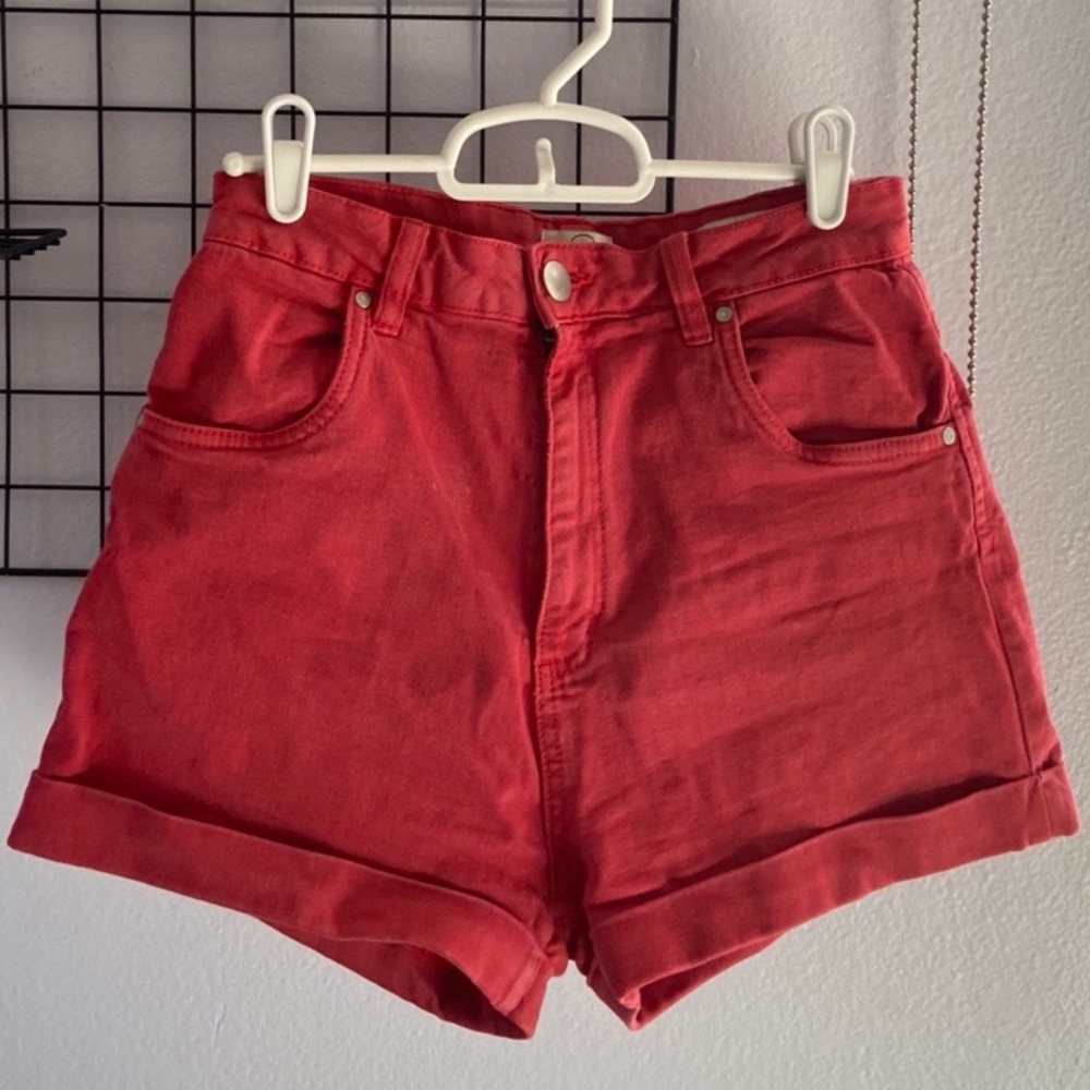 High-waisted denim shorts